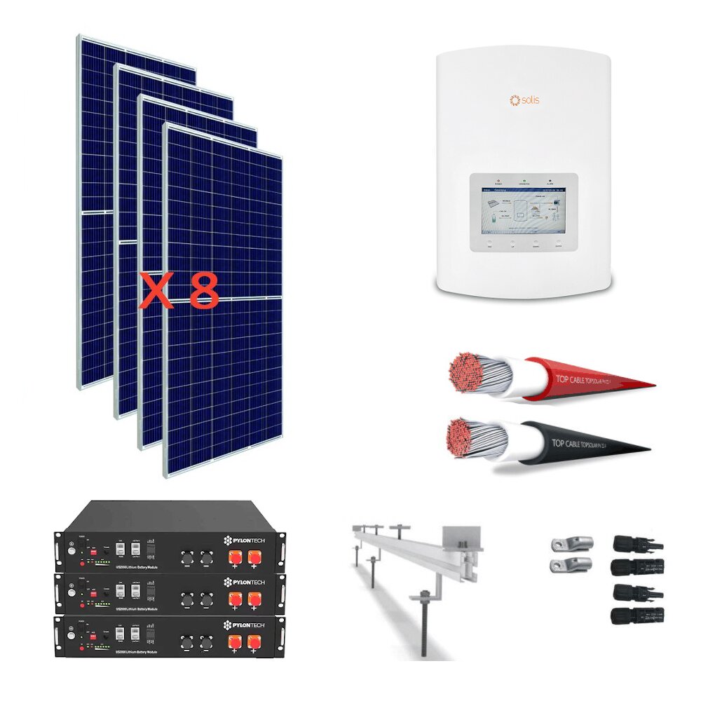 Imagen de Kit Solar Autoconsumo Directo 3kWp – SOLIS-S5 EH1P-3.6K y tres baterías Pylontech